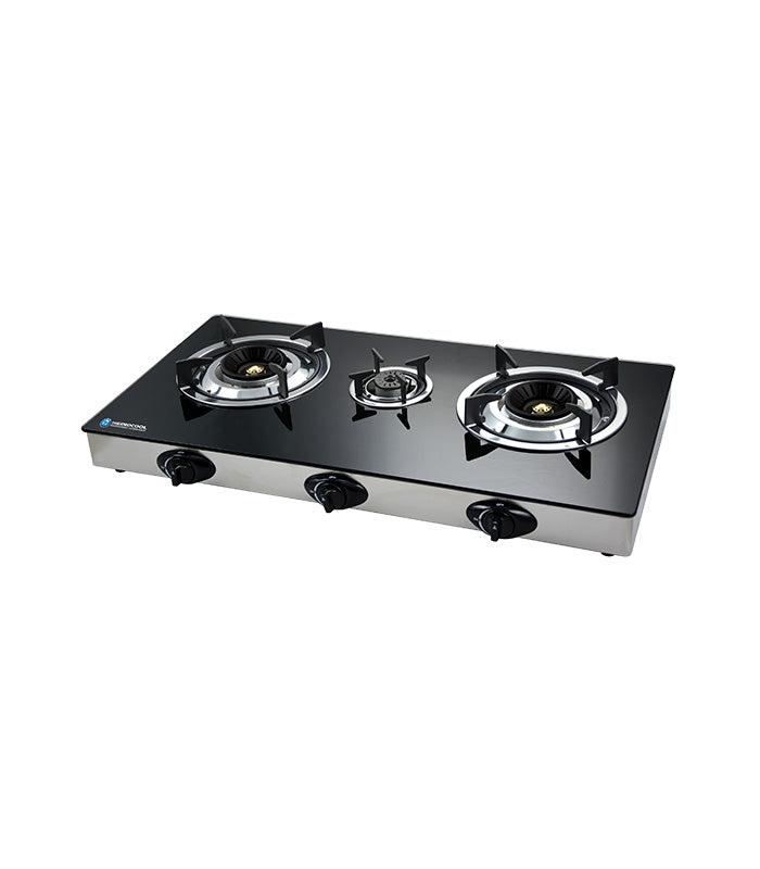 THERMOCOOL 3 Hob Burner Table Cooker, Glass Top, Auto Ignition